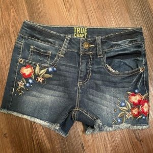 Embroidered Girls Jean Shorts